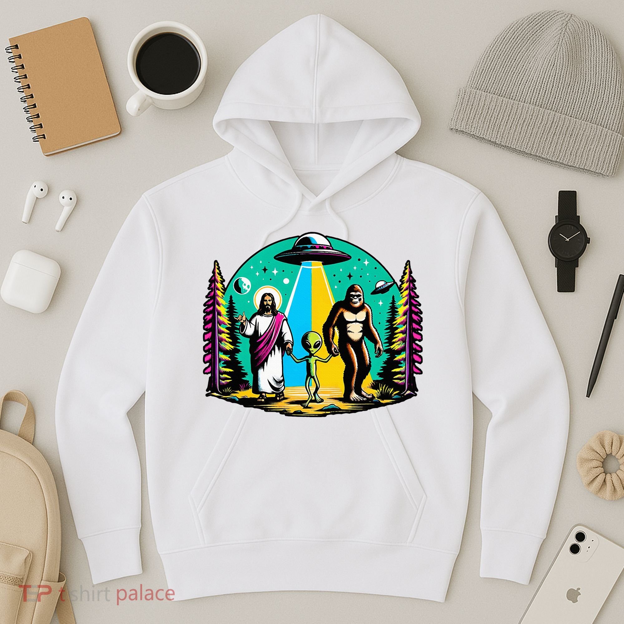 Jesus Alien Bigfoot And UfoS Hoodie