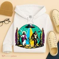 Jesus Alien Bigfoot And UfoS Hoodie thumb 4