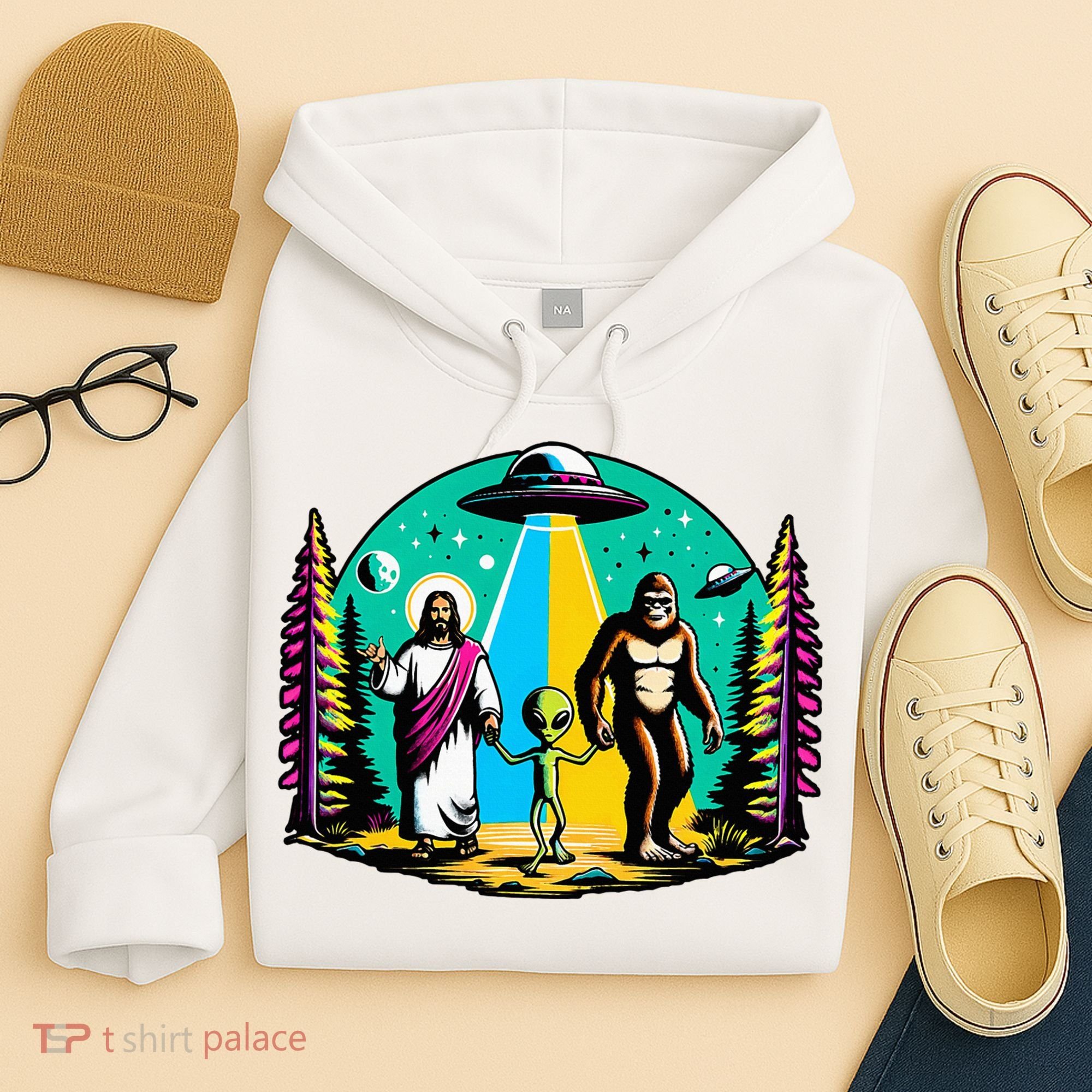 Jesus Alien Bigfoot And UfoS Hoodie