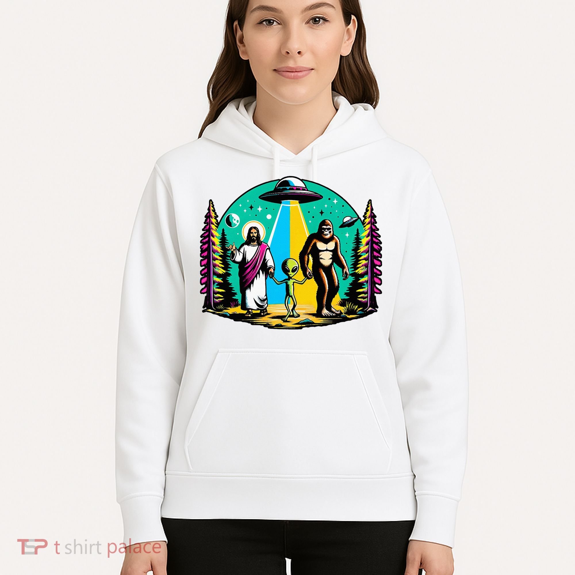 Jesus Alien Bigfoot And UfoS Hoodie