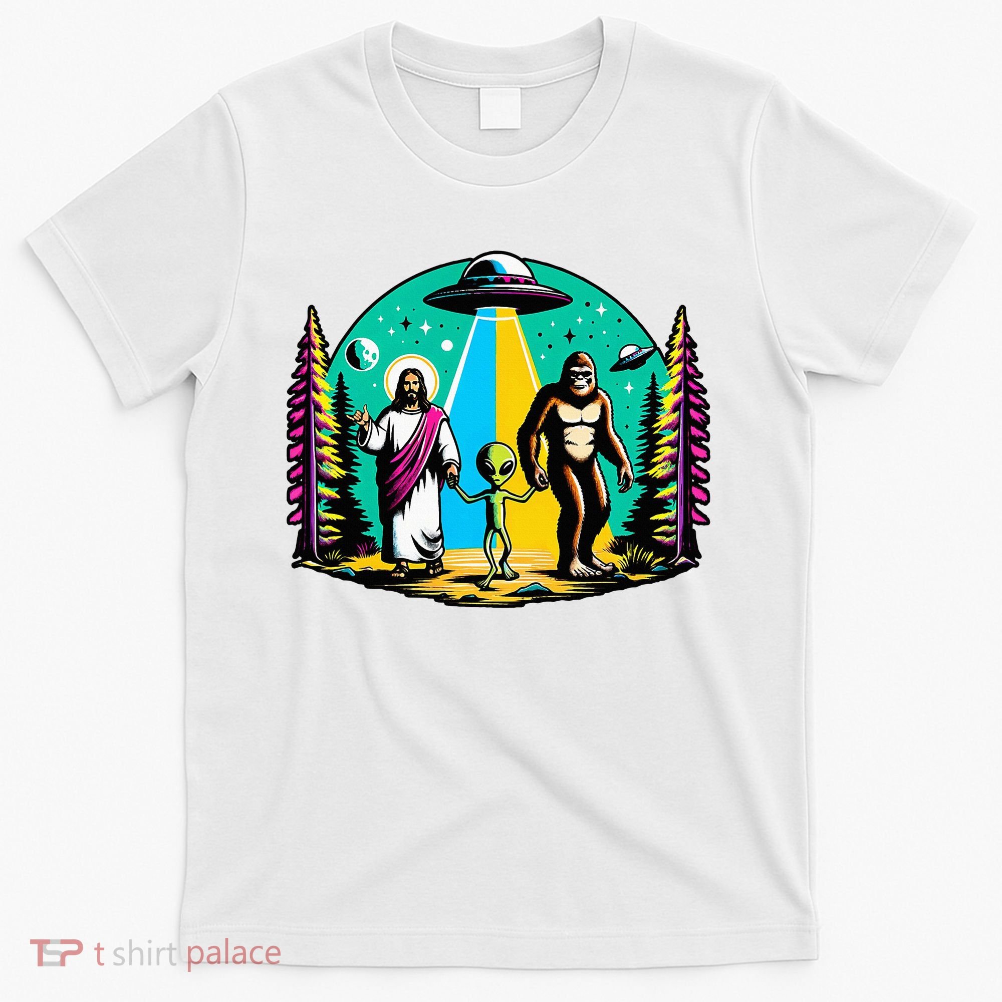 Jesus Alien Bigfoot And UfoS T-Shirt