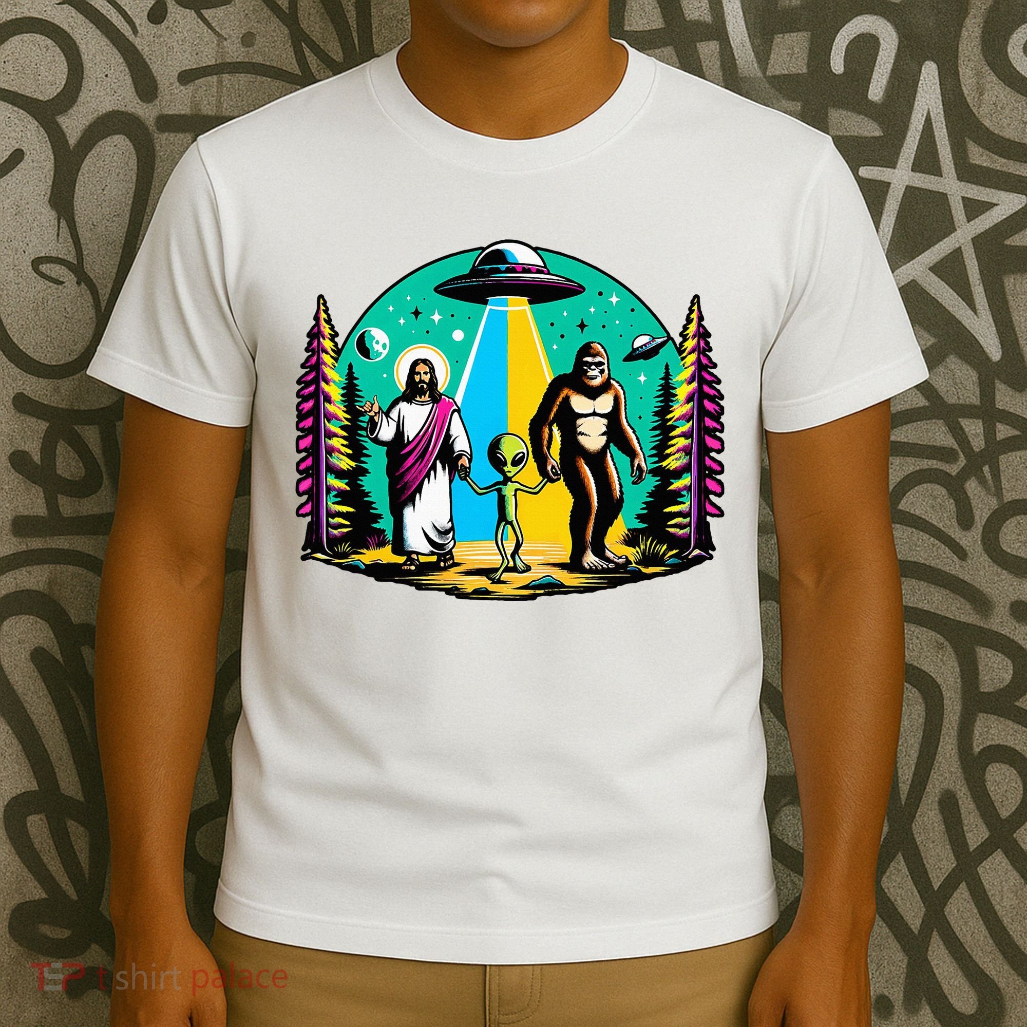 Jesus Alien Bigfoot And UfoS T-Shirt