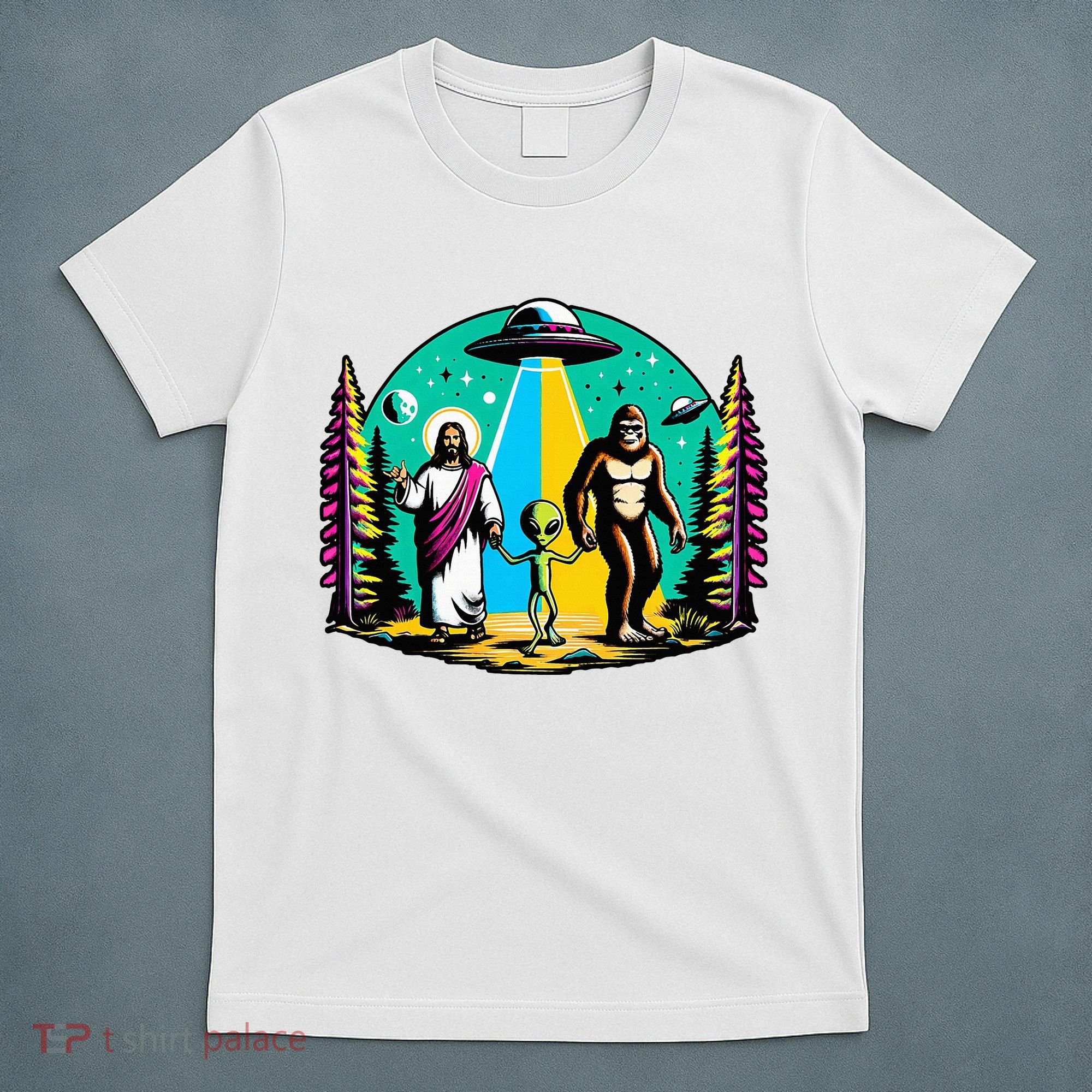 Jesus Alien Bigfoot And UfoS T-Shirt