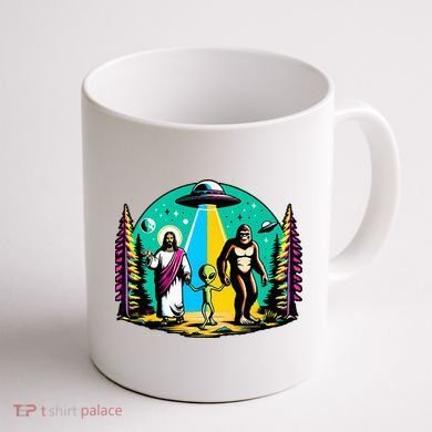 Jesus Alien Bigfoot And UfoS Coffee Mug back
