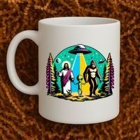 Jesus Alien Bigfoot And UfoS Coffee Mug thumb 2