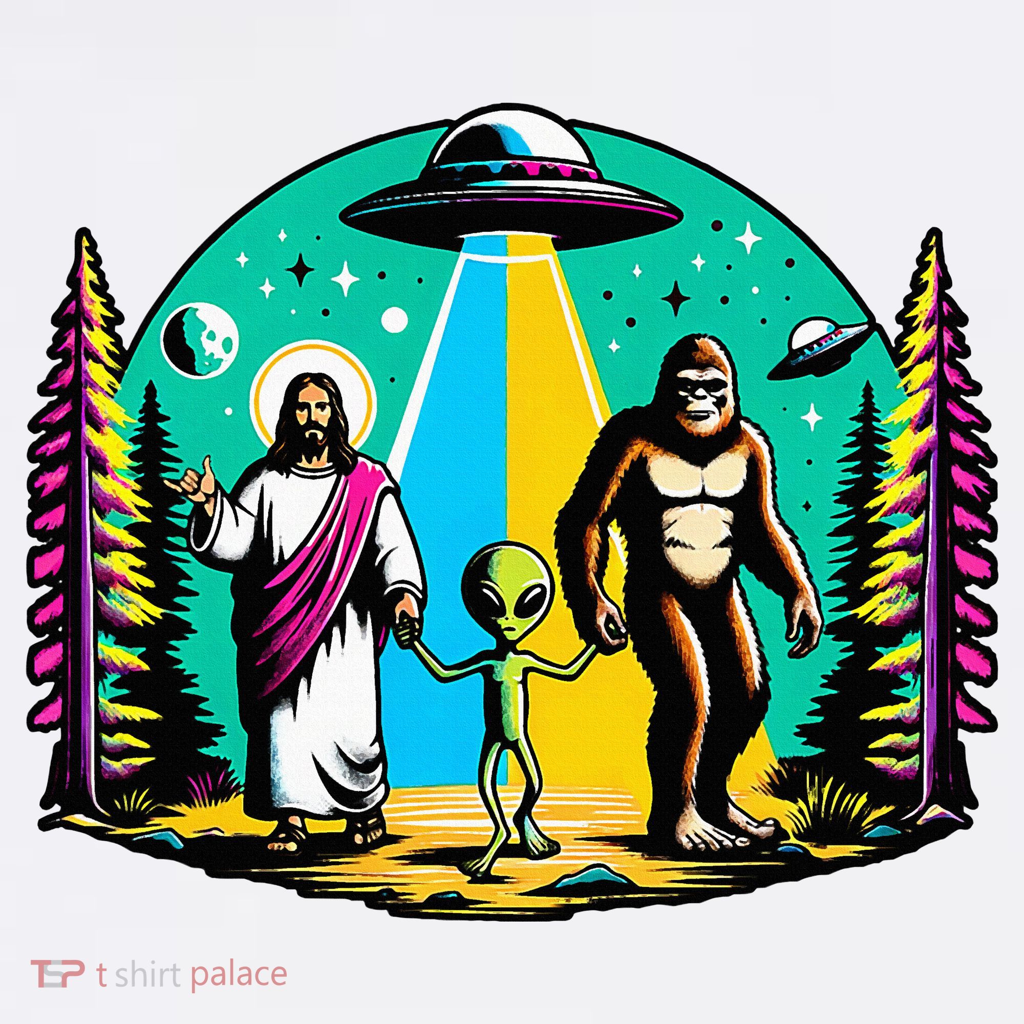 Jesus Alien Bigfoot And UfoS Mousepad