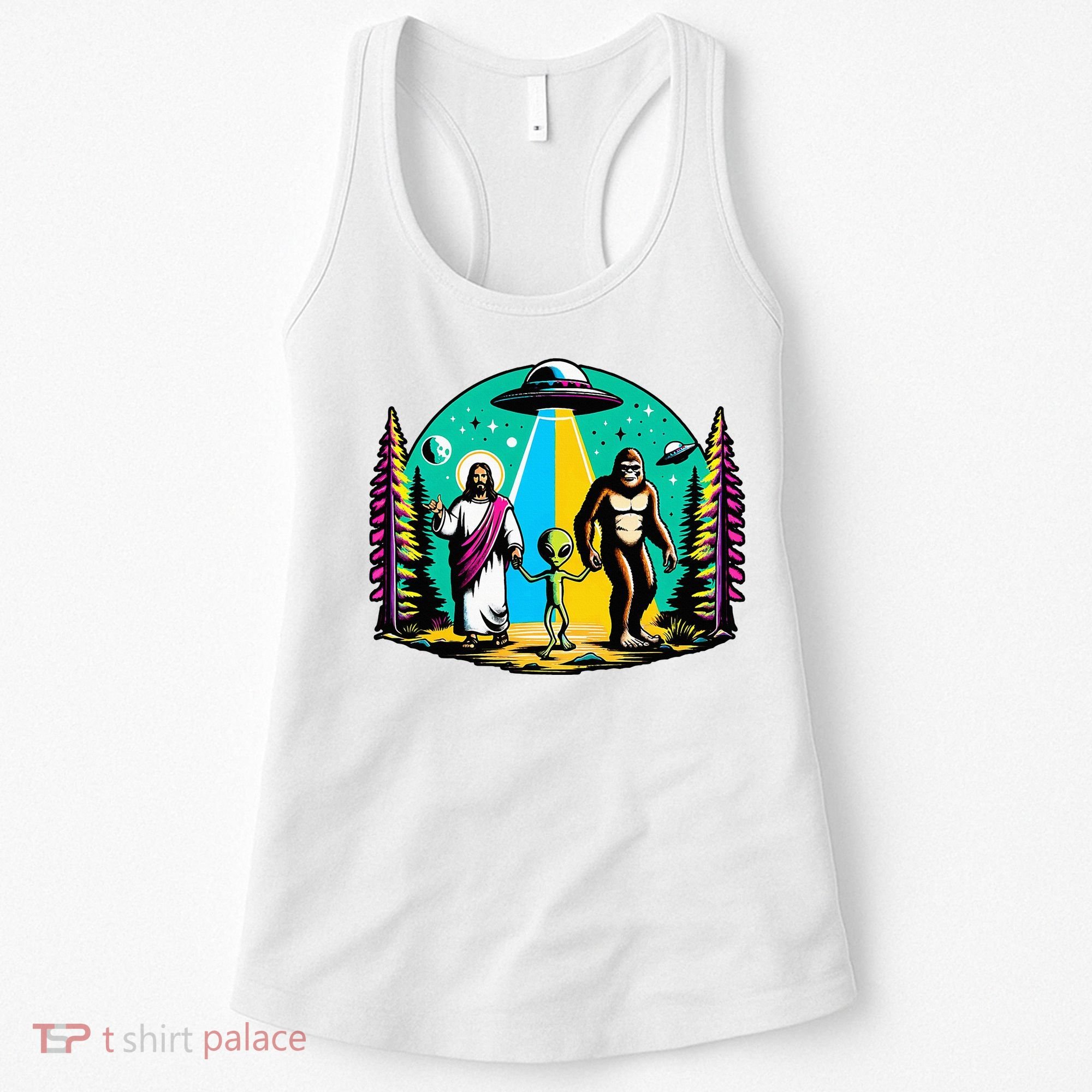Jesus Alien Bigfoot And UfoS Women's Tank Top