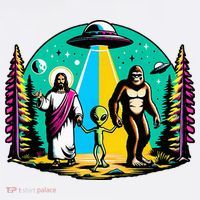 Jesus Alien Bigfoot And UfoS Women's Tank Top thumb 5