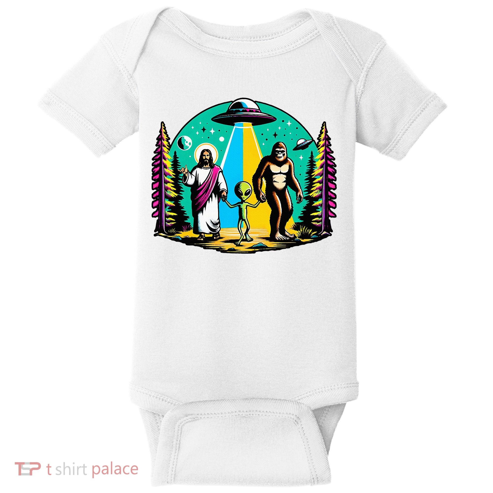 Jesus Alien Bigfoot And UfoS Baby Bodysuit