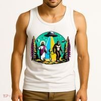 Jesus Alien Bigfoot And UfoS Tank Top thumb 3