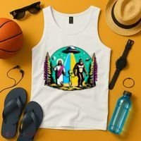 Jesus Alien Bigfoot And UfoS Tank Top thumb 4