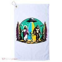Jesus Alien Bigfoot And UfoS Golf Towel thumb 0