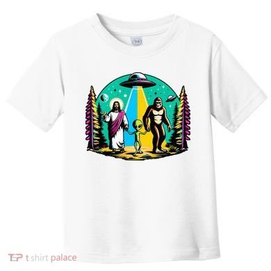 Jesus Alien Bigfoot And UfoS Toddler T-Shirt