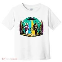 Jesus Alien Bigfoot And UfoS Toddler T-Shirt thumb 0