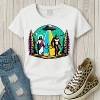 Jesus Alien Bigfoot And UfoS Women's T-Shirt thumb 3