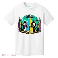 Jesus Alien Bigfoot And UfoS Kids T-Shirt thumb 0
