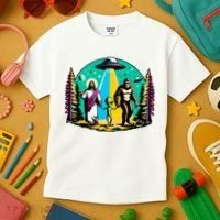 Jesus Alien Bigfoot And UfoS Kids T-Shirt thumb 3