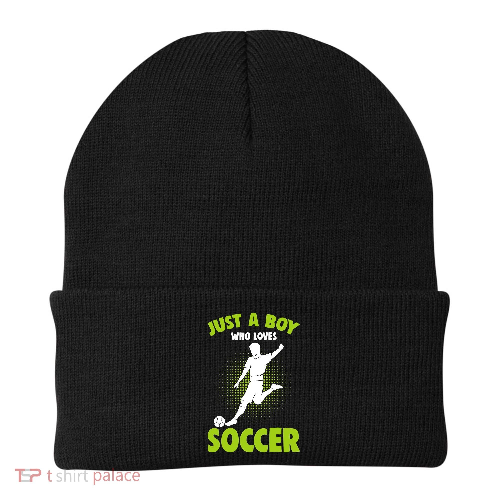 Just A Boy Who Loves Soccer Player Beanie