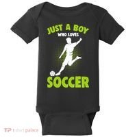 Just A Boy Who Loves Soccer Player Baby Bodysuit thumb 0