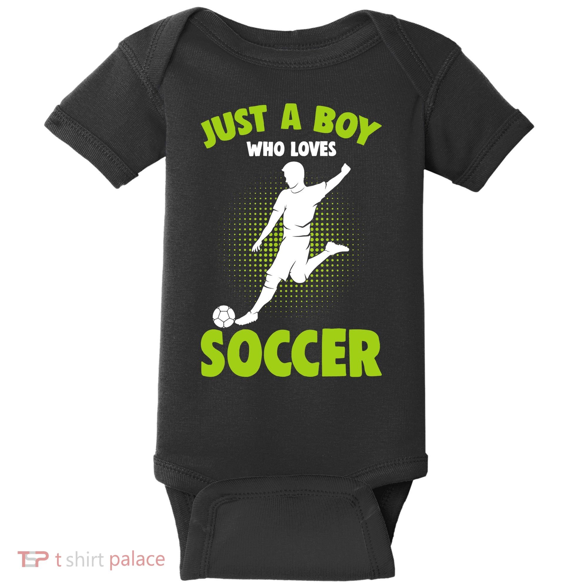 Just A Boy Who Loves Soccer Player Baby Bodysuit