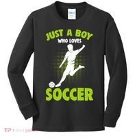 Just A Boy Who Loves Soccer Player Kids Long Sleeve Shirt thumb 0