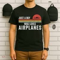 Just A Boy Who Loves Airplanes Funny Aviation Funny Pilot Airplane Enthusiast T-Shirt thumb 6