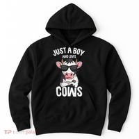 Just A Boy Who Loves Cows Farmer Cow Hoodie thumb 0