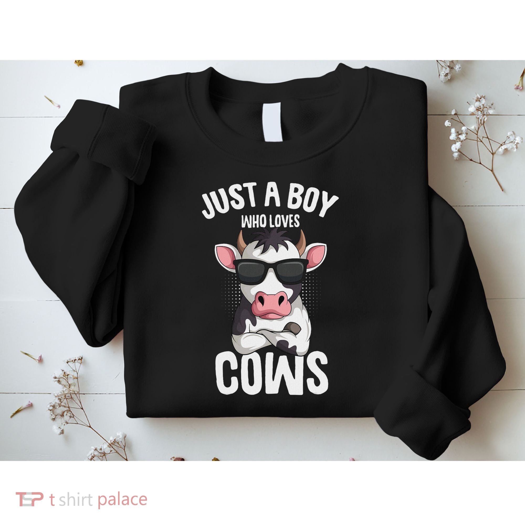 Just A Boy Who Loves Cows Farmer Cow Sweatshirt