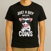 Just A Boy Who Loves Cows Farmer Cow T-Shirt thumb 3