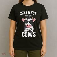 Just A Boy Who Loves Cows Farmer Cow T-Shirt thumb 4