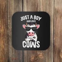 Just A Boy Who Loves Cows Farmer Cow Coaster thumb 0