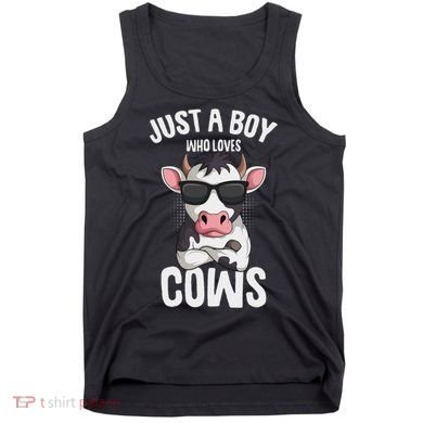 Just A Boy Who Loves Cows Farmer Cow Tank Top