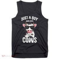 Just A Boy Who Loves Cows Farmer Cow Tank Top thumb 0