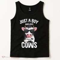 Just A Boy Who Loves Cows Farmer Cow Tank Top thumb 2