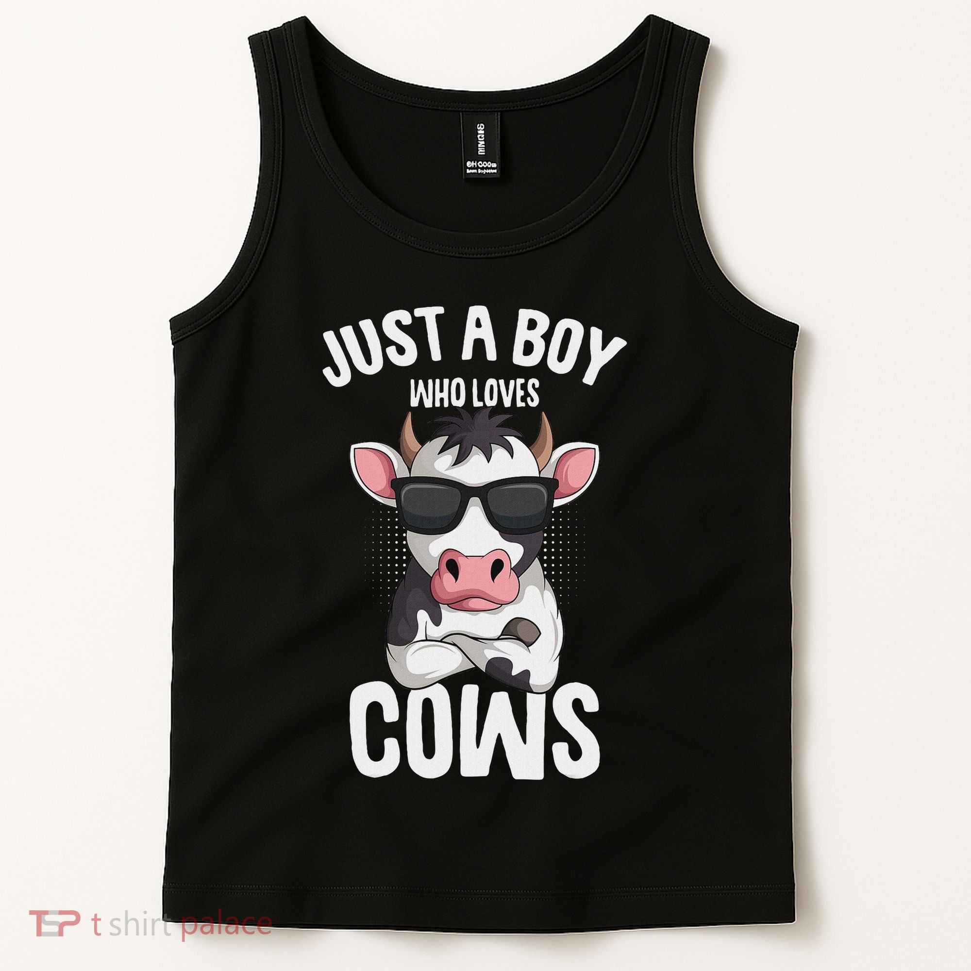 Just A Boy Who Loves Cows Farmer Cow Tank Top
