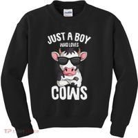 Just A Boy Who Loves Cows Farmer Cow Kids Sweatshirt thumb 0