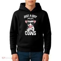 Just A Boy Who Loves Cows Farmer Cow Kids Hoodie thumb 4