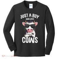 Just A Boy Who Loves Cows Farmer Cow Kids Long Sleeve Shirt thumb 0