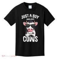 Just A Boy Who Loves Cows Farmer Cow Kids T-Shirt thumb 0