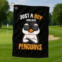 Just A Boy Who Loves Penguins Penguin Golf Towel thumb 1