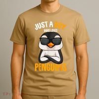Just A Boy Who Loves Penguins Penguin T-Shirt thumb 3
