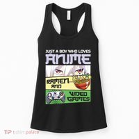 Just A Boy Who Loves Anime Ramen And Video Games Gaming Women's Tank Top thumb 0