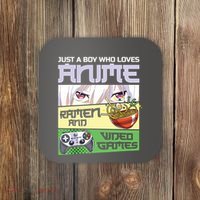 Just A Boy Who Loves Anime Ramen And Video Games Gaming Coaster thumb 0