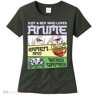 Just A Boy Who Loves Anime Ramen And Video Games Gaming Women's T-Shirt