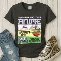 Just A Boy Who Loves Anime Ramen And Video Games Gaming Women's T-Shirt thumb 3