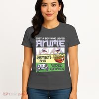 Just A Boy Who Loves Anime Ramen And Video Games Gaming Women's T-Shirt thumb 4