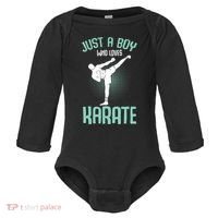 Just A Boy Who Loves Karate Boy Baby Long Sleeve Bodysuit thumb 0