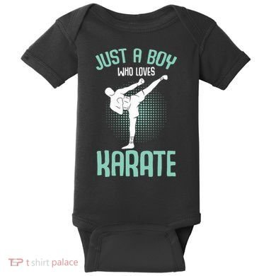 Just A Boy Who Loves Karate Boy Baby Bodysuit