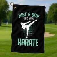 Just A Boy Who Loves Karate Boy Golf Towel thumb 1