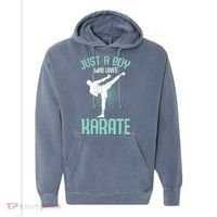 Just A Boy Who Loves Karate Boy Comfort Colors Garment-Dyed Hooded Sweatshirt thumb 0